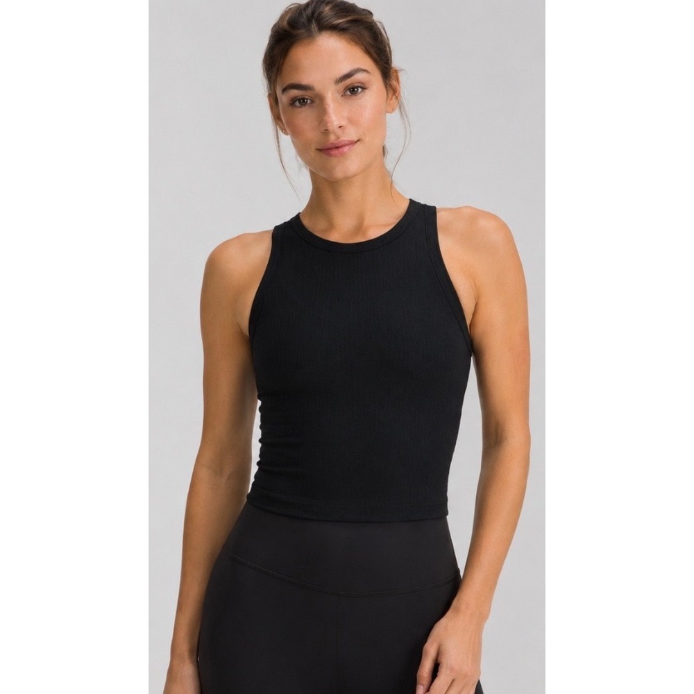 Lululemon Ebb to Street Racerback Crop Tank Top Black LW1CJUS Size 4